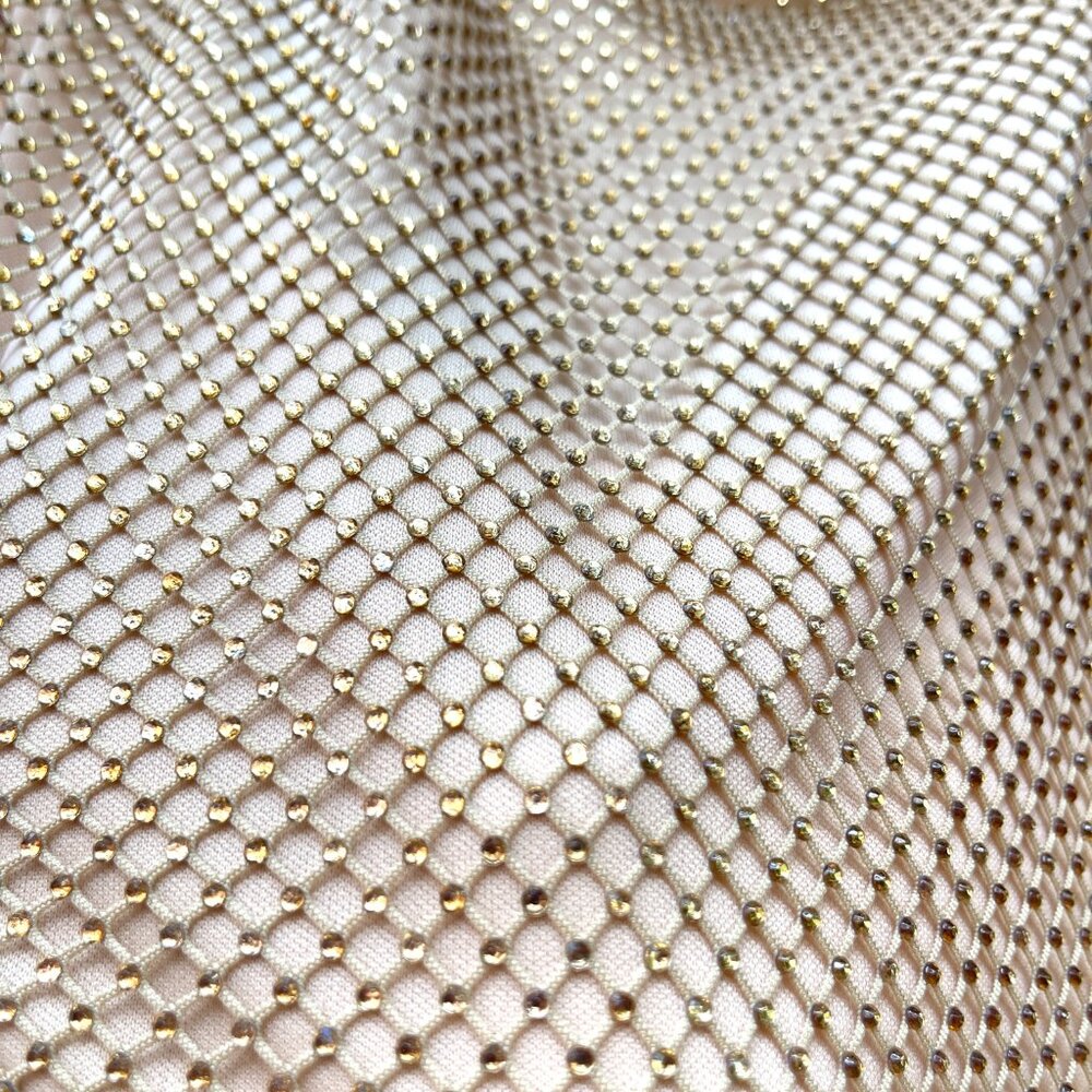 NWT Rhinestone Net Glitter Sparkly Party Club Rave Bling Low Back Maxi Dress - Picture 11 of 17